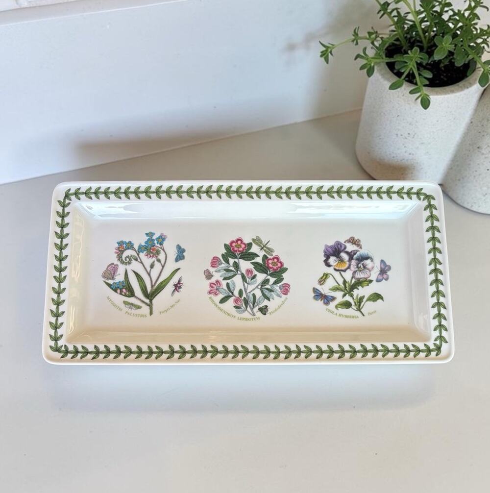 Portmeirion Botanic Garden Rectangular Serving Tray 14” Dish NOS Never Used